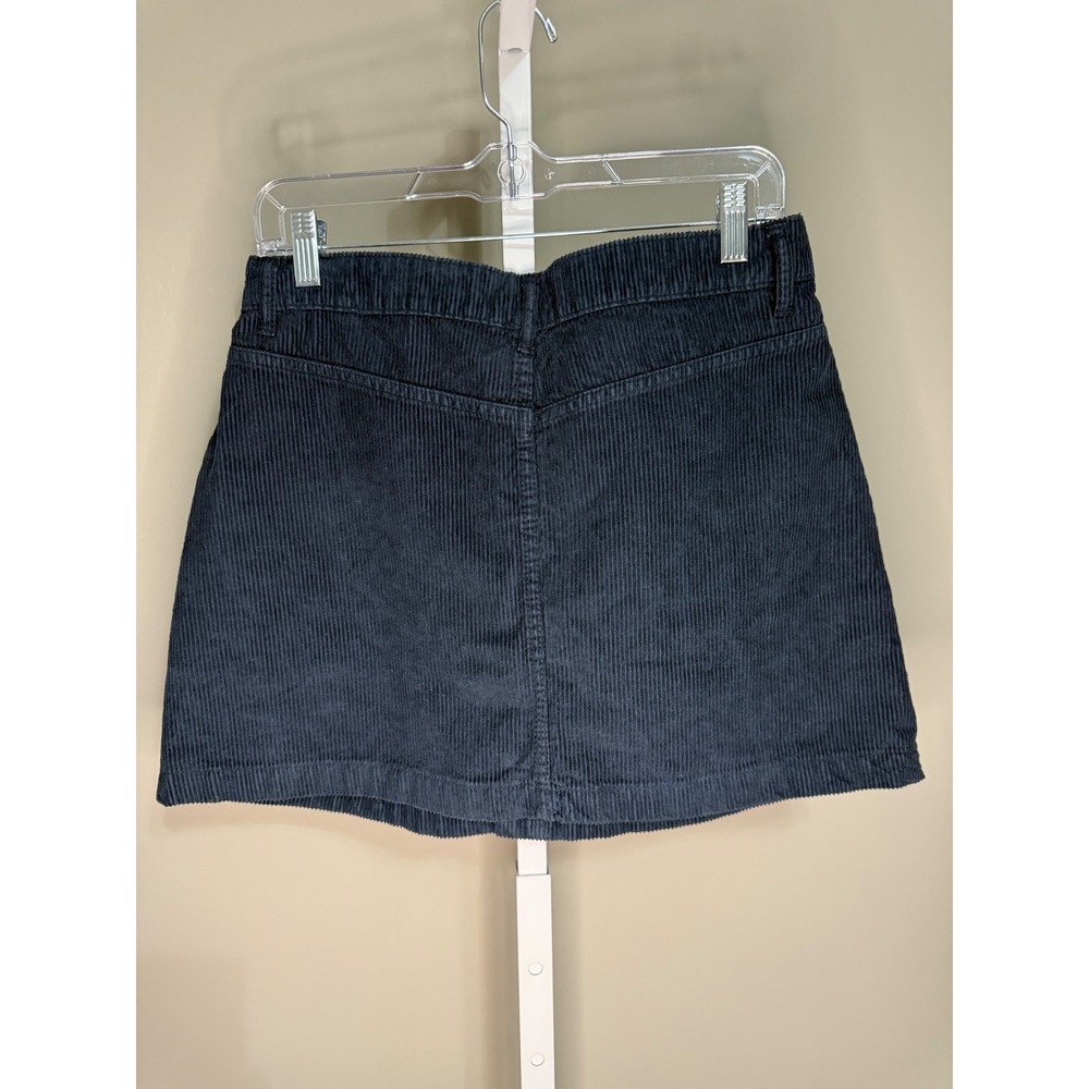 Free People Ray‎ Corduroy Mini Skirt Navy Blue Button Front Size 10 Y2K Indie - Picture 8 of 9